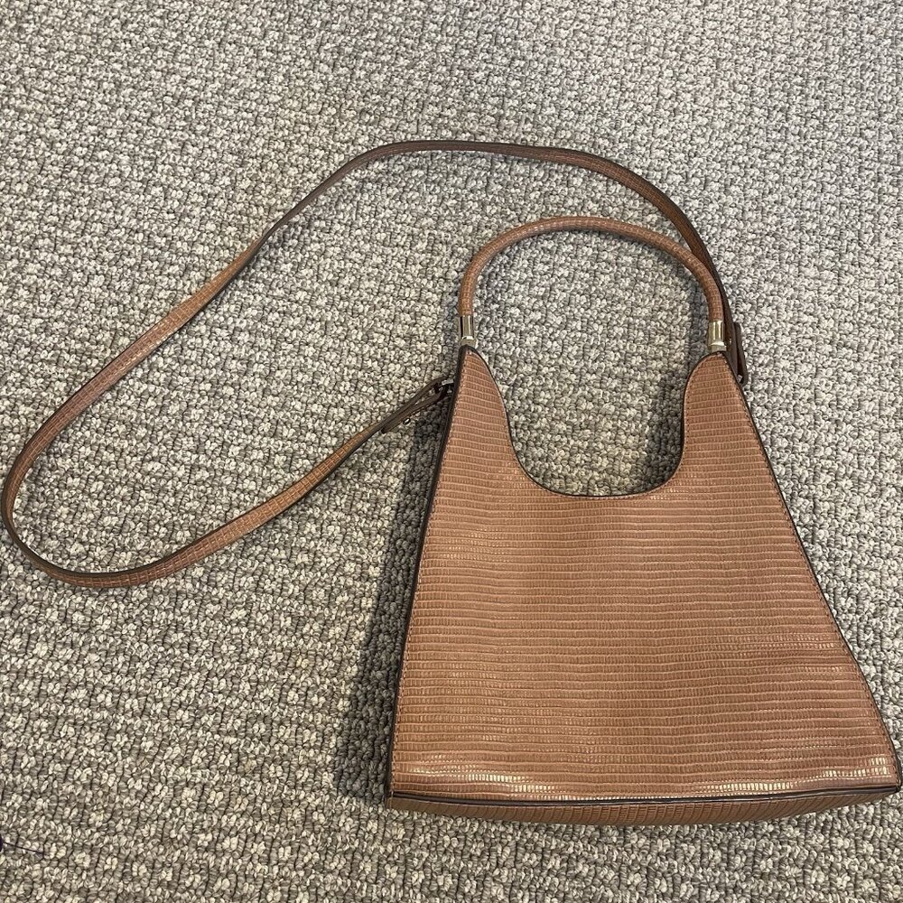 A New Day Purse Faux Leather Tan Shoulder Strap Textured Bag Crossbody Modern